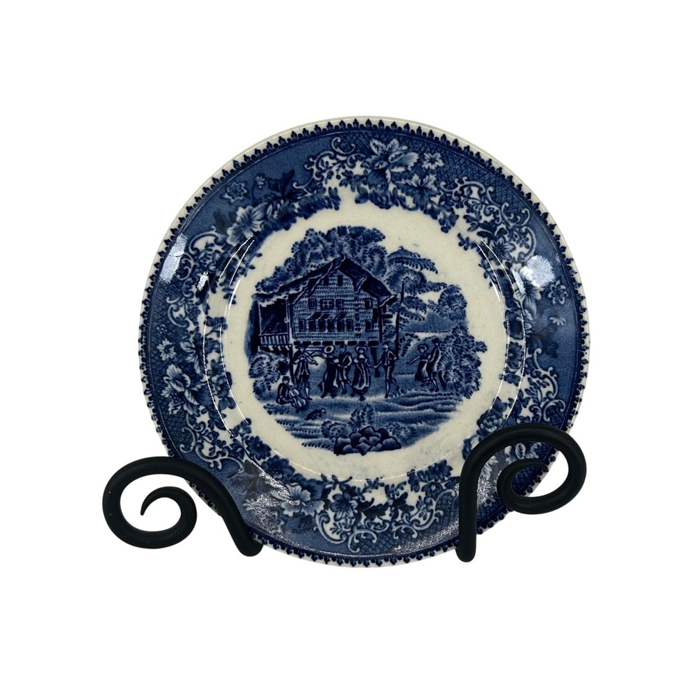 Thomas Hughes & Son Avon Cottage Blue Transferware Plate Staffordshire 6.75"